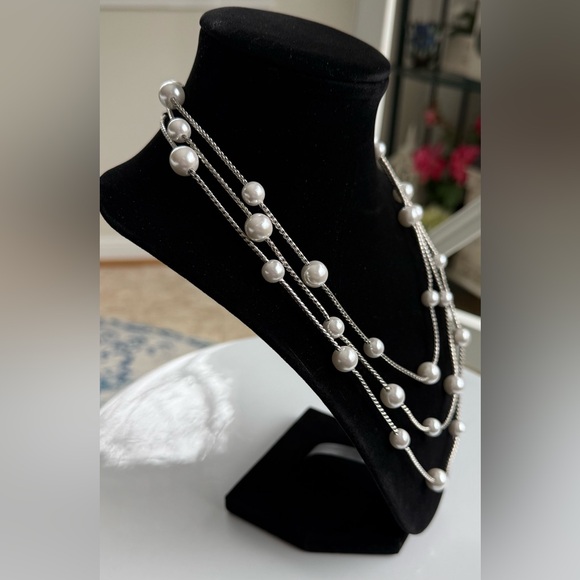 Park Lane “Shannel” Silver Faux Pearl Necklace - Picture 4 of 9